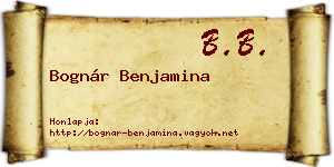 Bognár Benjamina névjegykártya